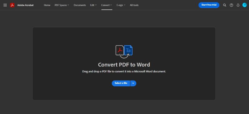Convertisseur PDF vers Word en ligne d'Adobe