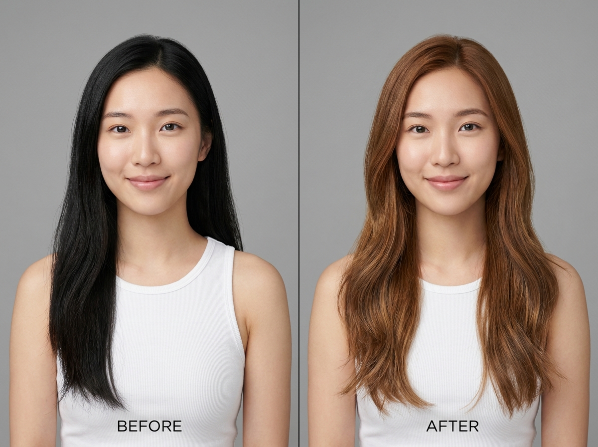 gemini prompt to change hair color before and after
