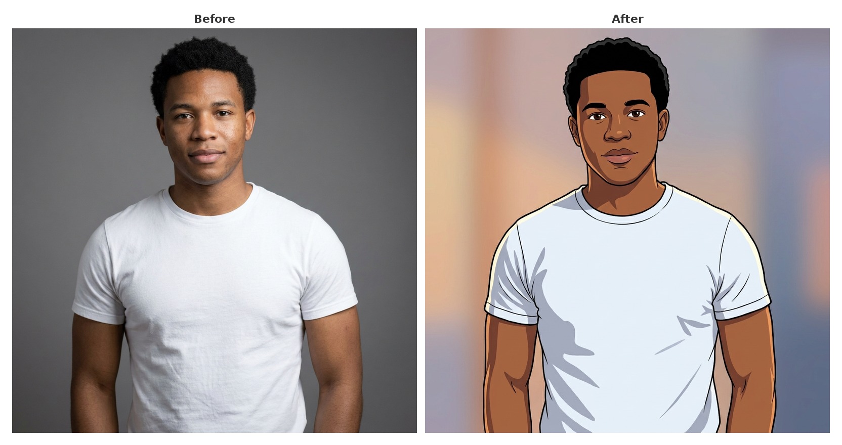 compare cartoon before and after