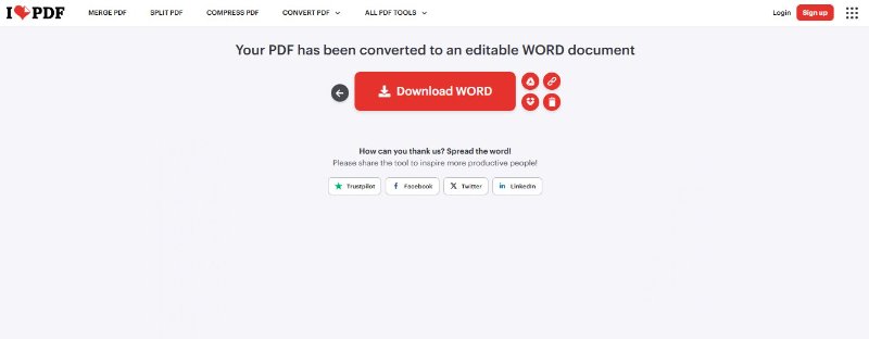 Convertir un PDF en Word modifiable avec iLovePDF
