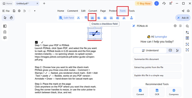 create checkbox icon