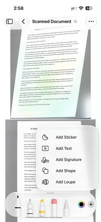 iphone click add text