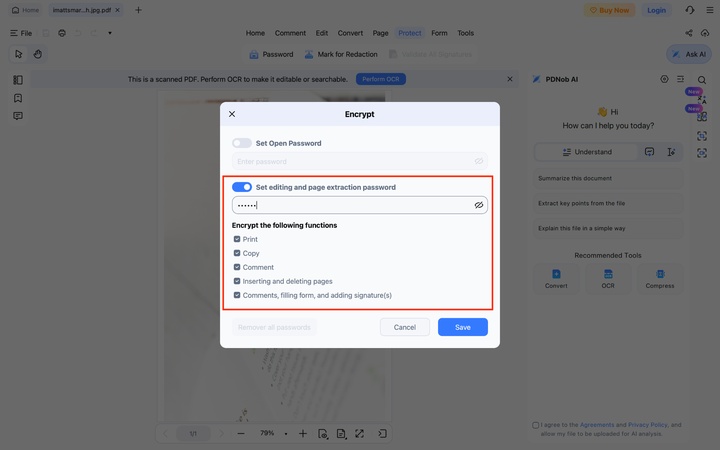 pdnob add password