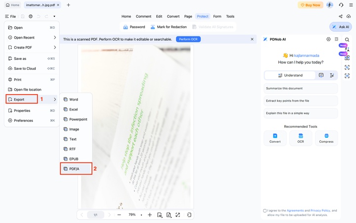 pdnob export locked pdf