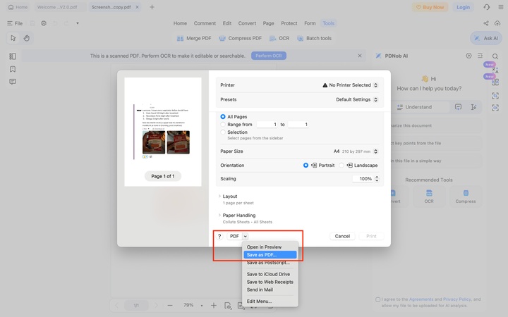 pdnob save as pdf