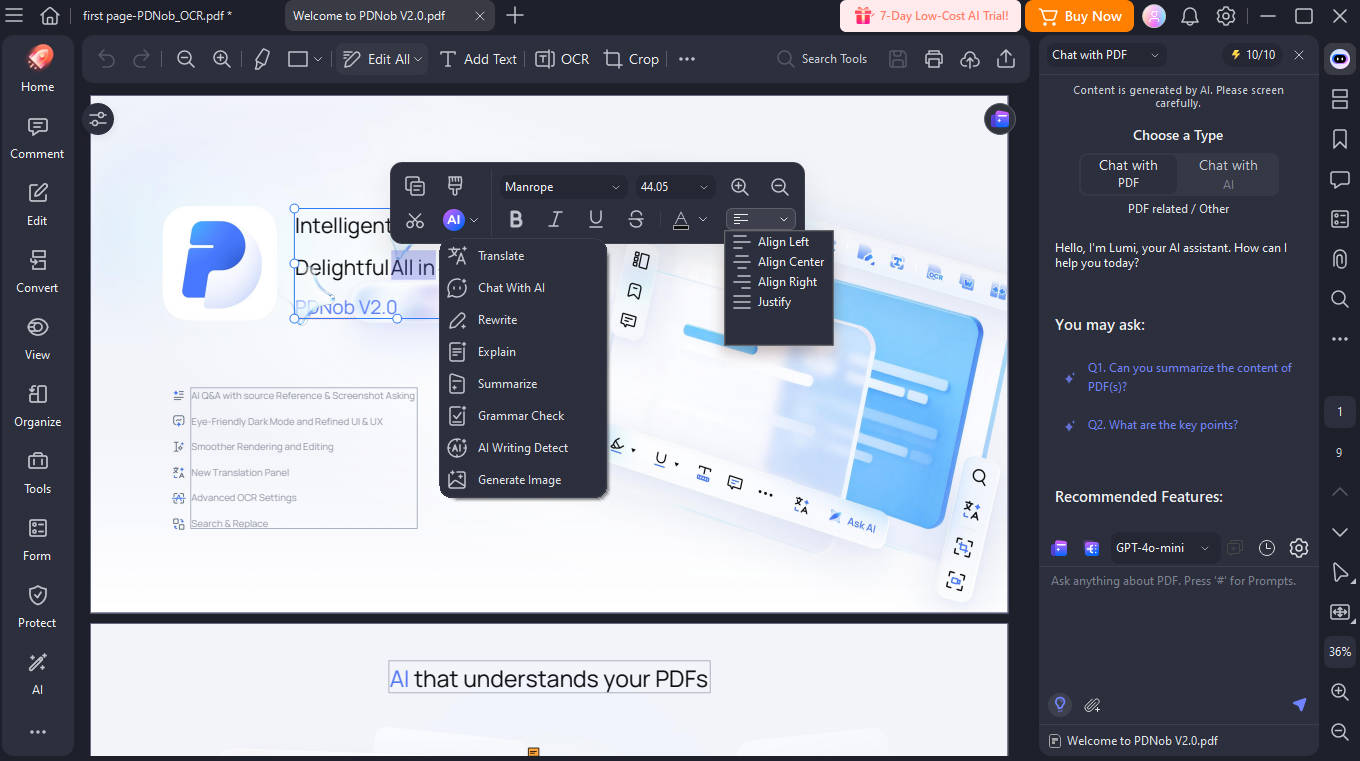 PDFelement editing interface