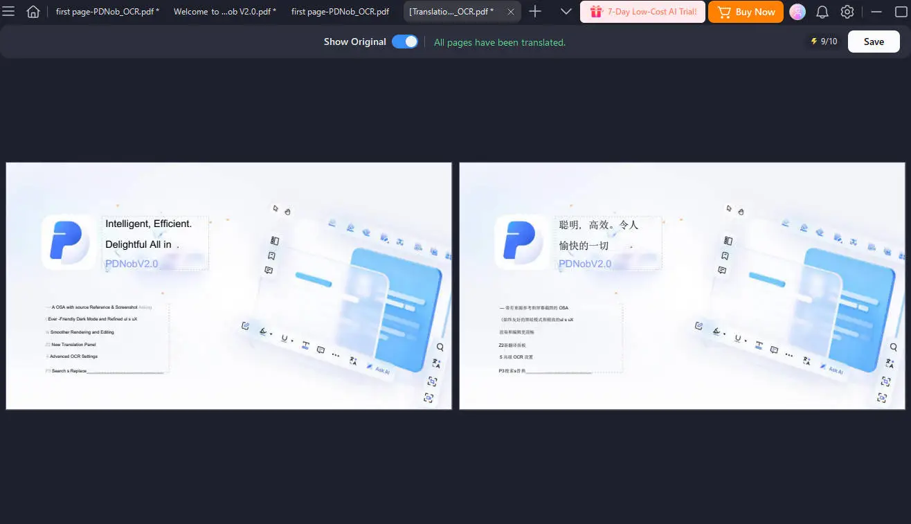 PDFelement translation result
