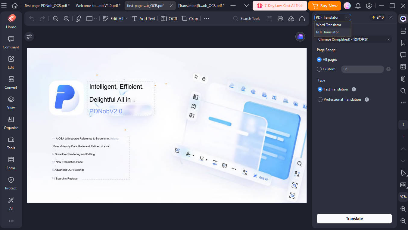 PDFelement translation interface