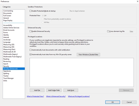 turn off protected mode acrobat