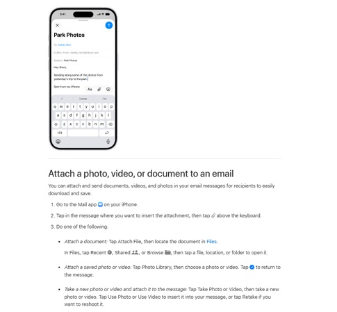 attach email on mail app