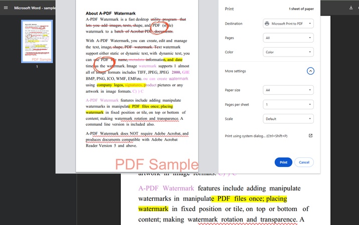 chrome pdf printing with coment