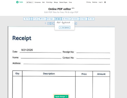 edit signature and date