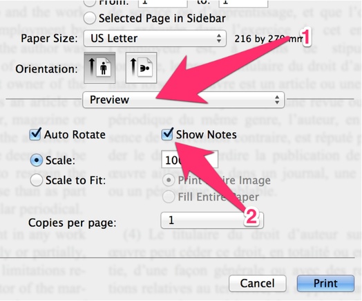mac preview print pdf comments
