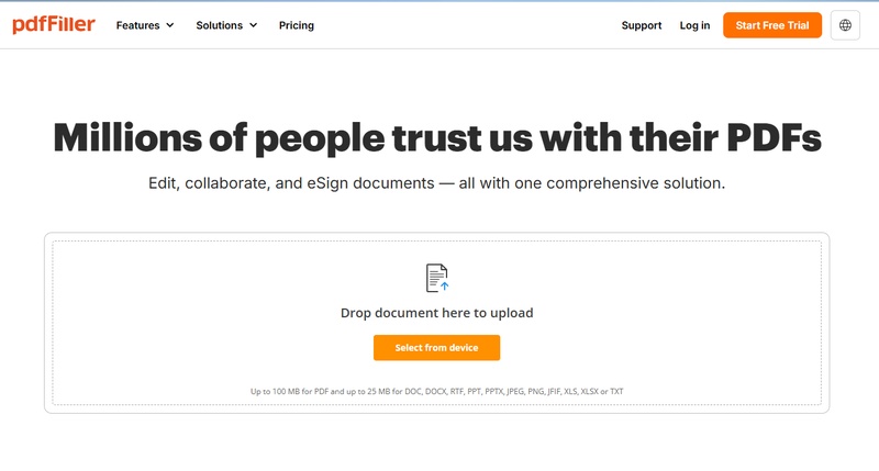 pdffiller homepage