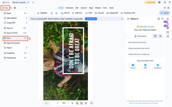 pdnob click print