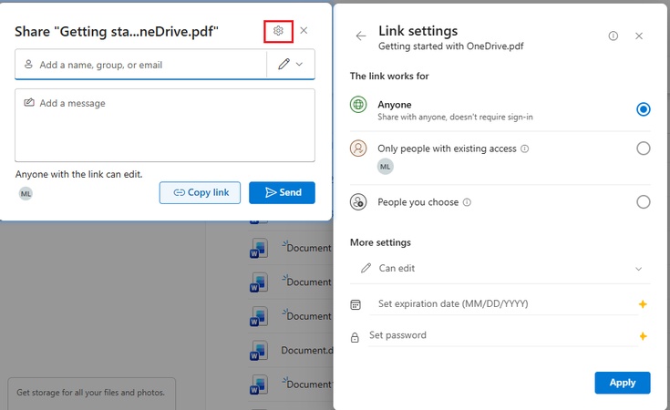 set sharing restrictions