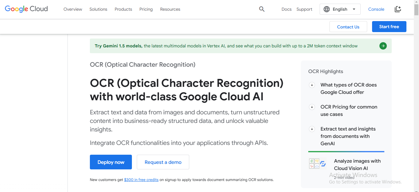Google Cloud Vision OCR