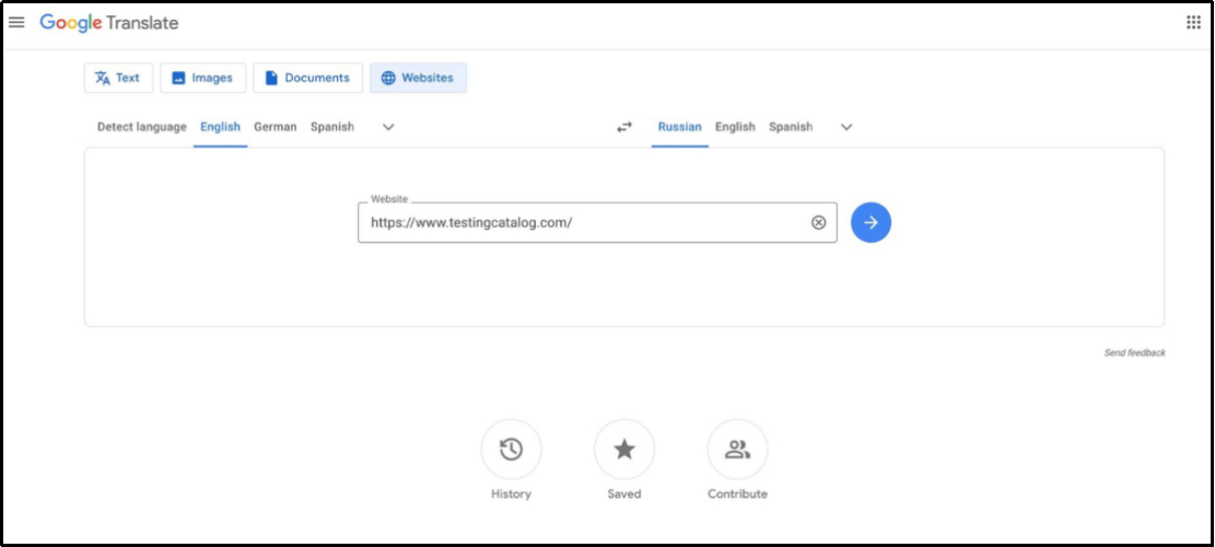 google translate interface