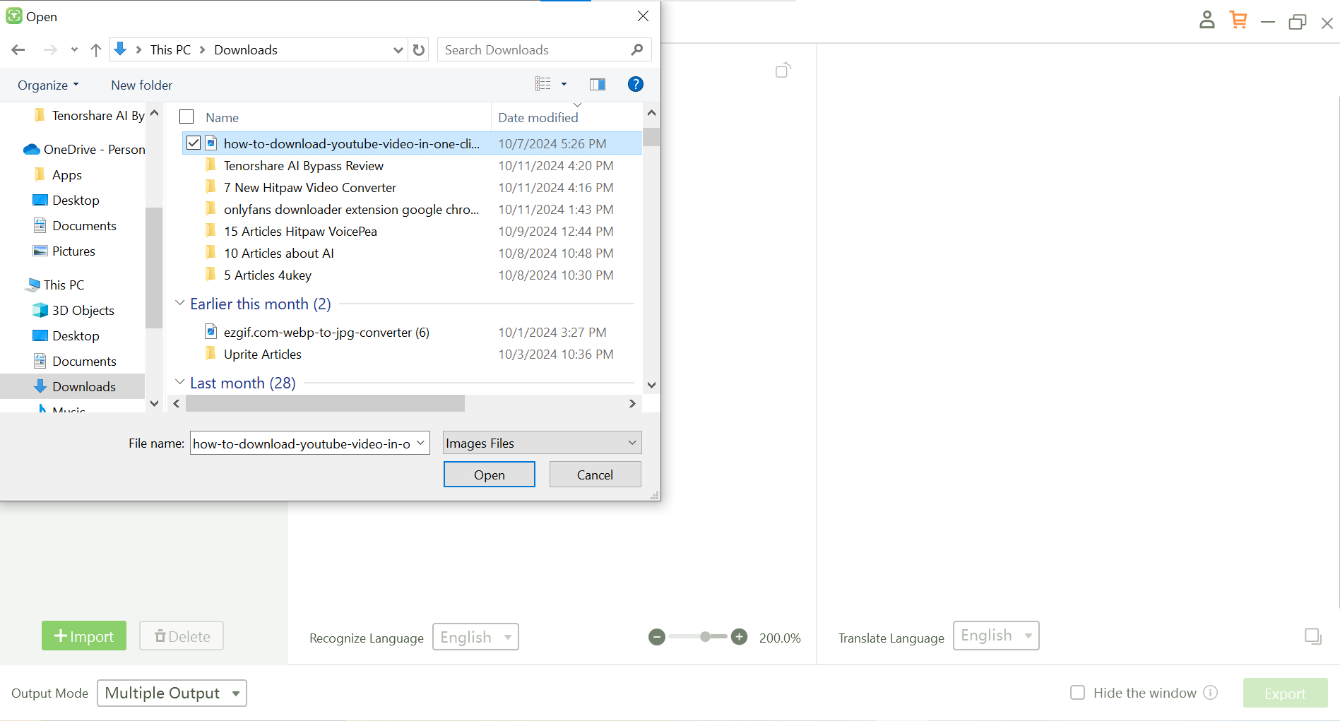 click on the “import” button