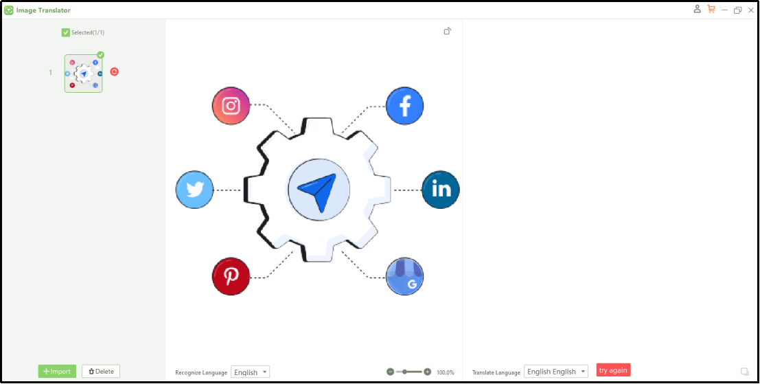 pdnob image translator interface after image uploading