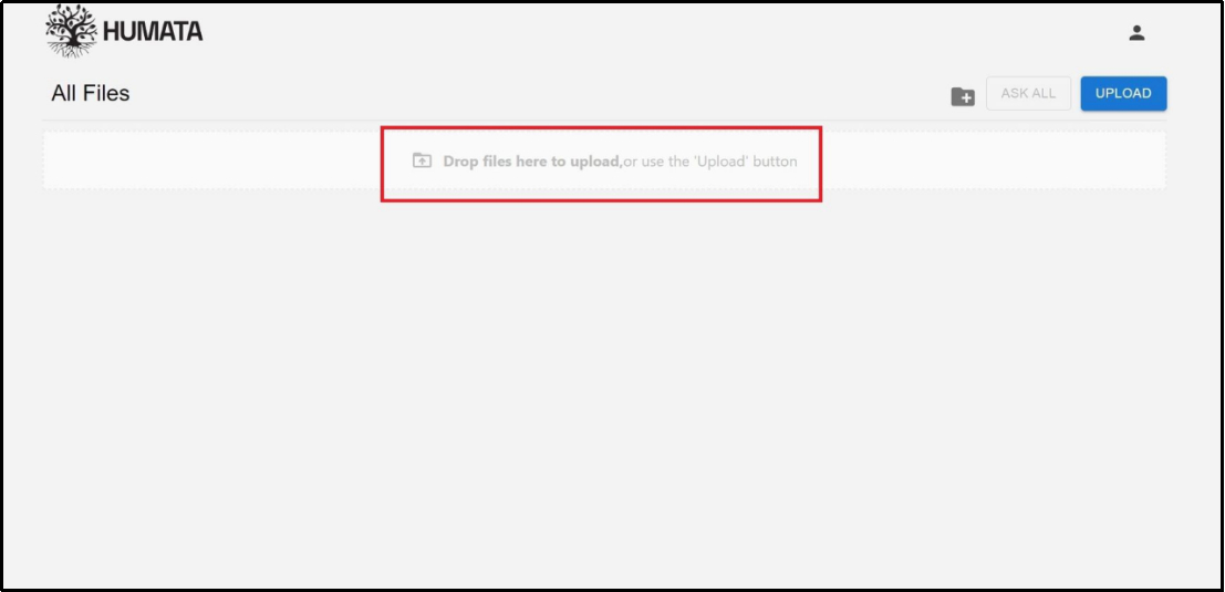 upload file button in humata