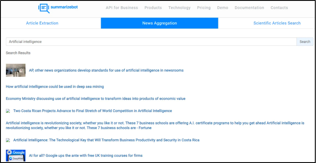 summarizebot interface