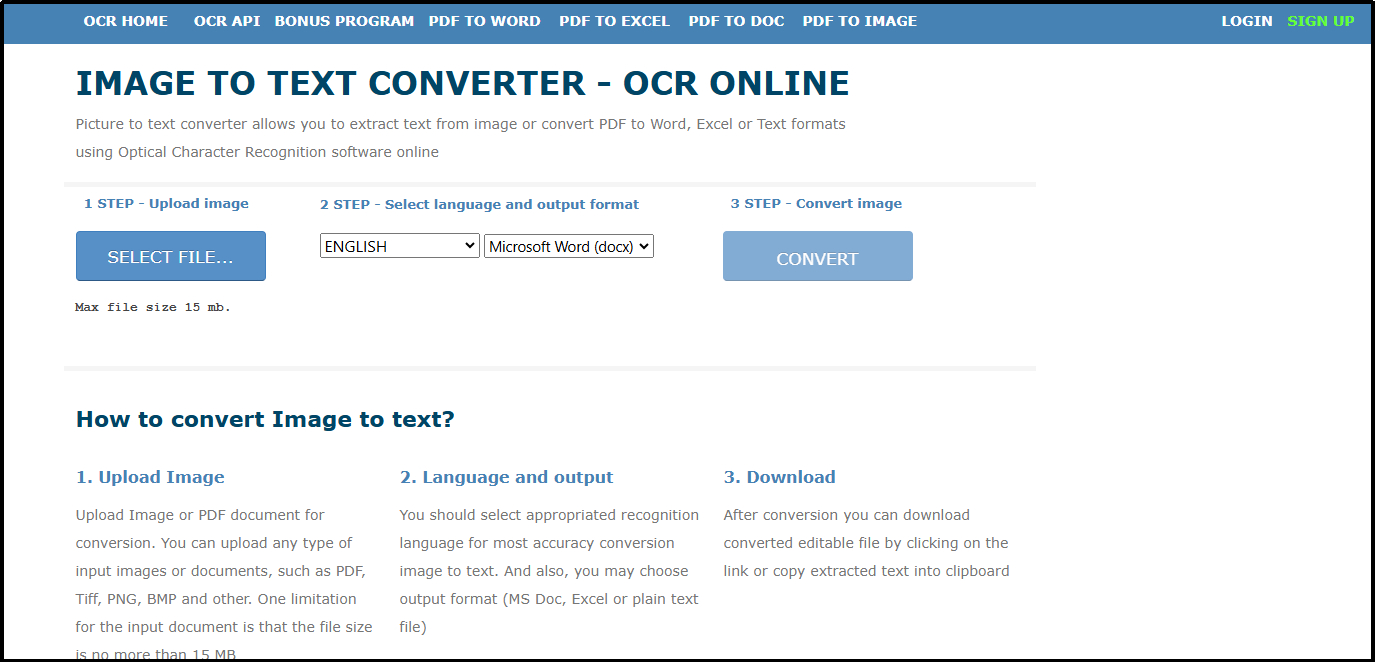 online ocr interface