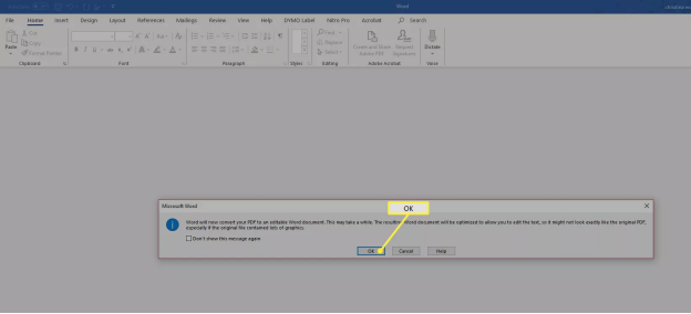 Word will now convert your PDF to an editable Word document