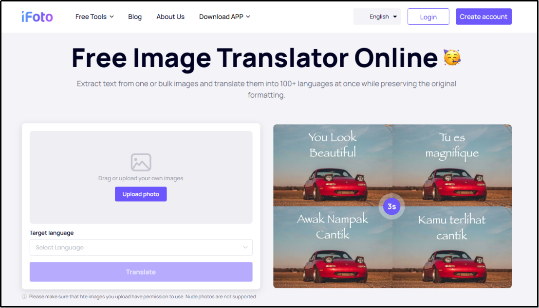 free online image translator by ifoto