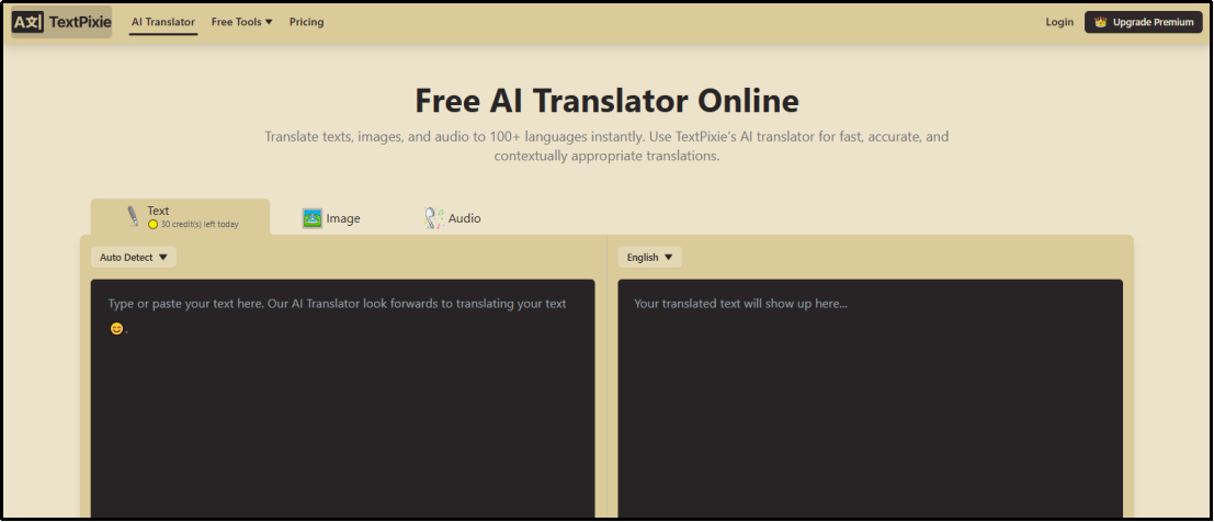 text pixie online image translator interface