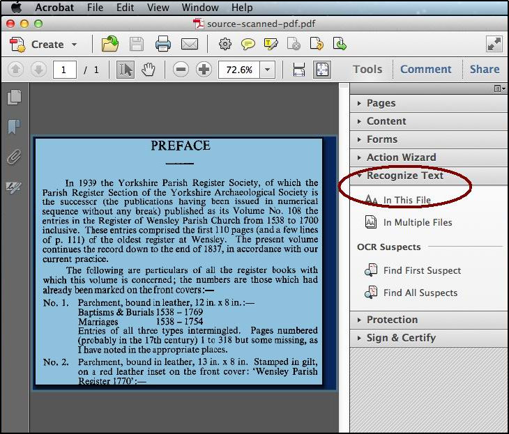 adobe acrobat ocr interface