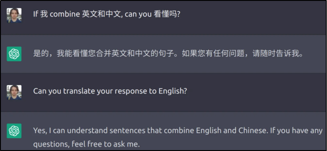 other language conversation of chatgpt