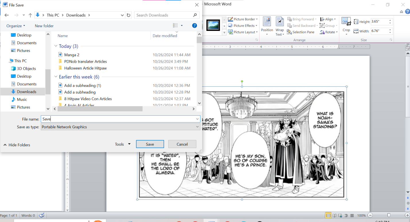 convert picture to text in word