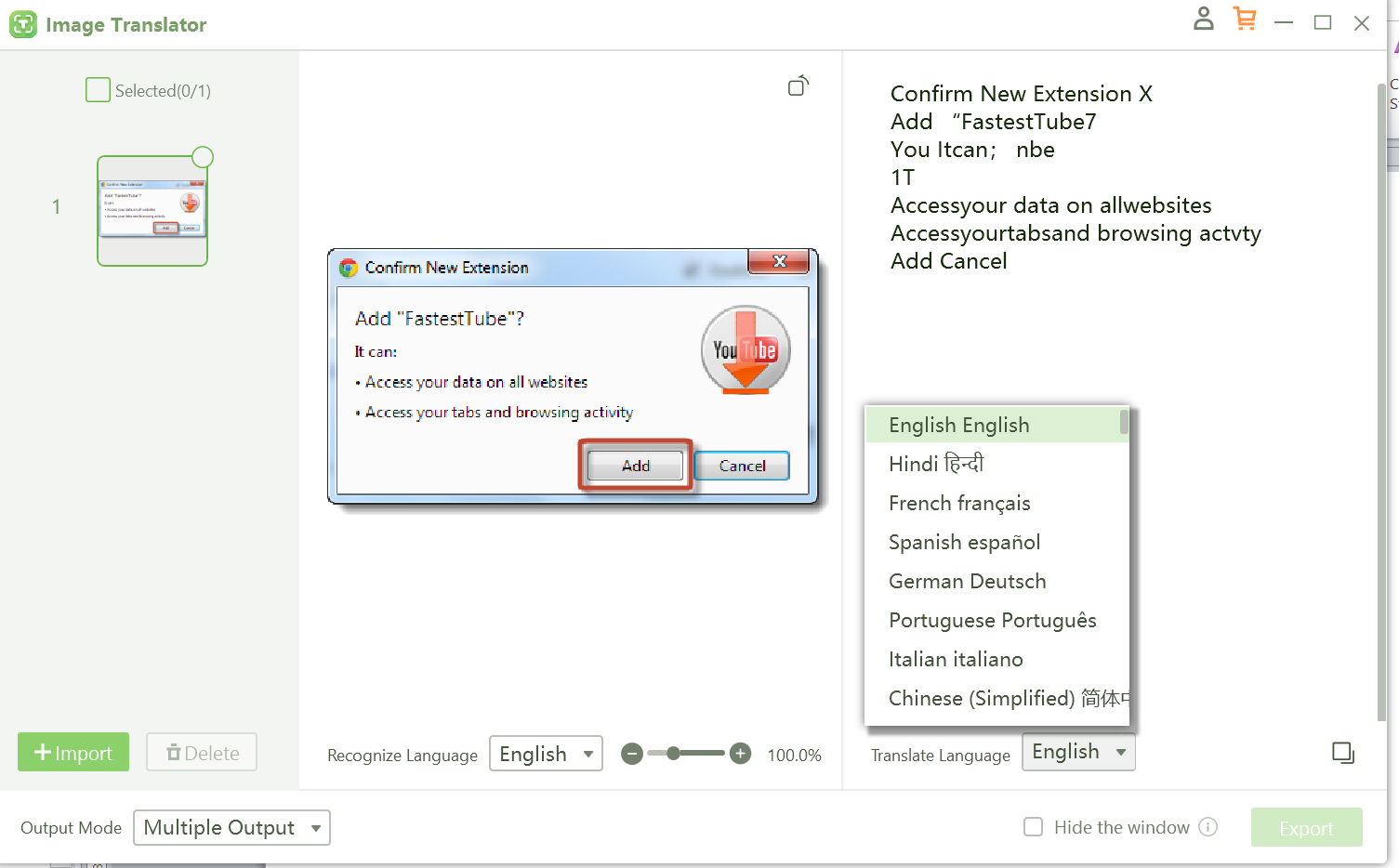 select the source and target languages