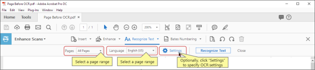 specify settings