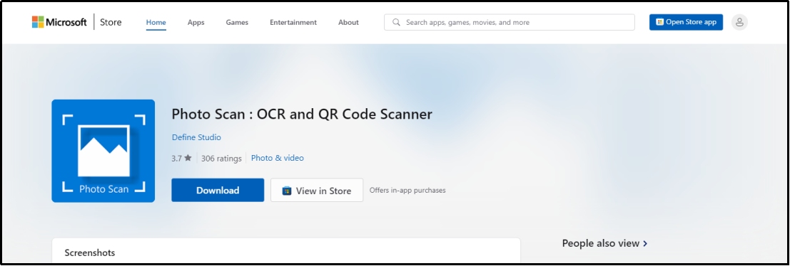 photo scan app on microsfot store
