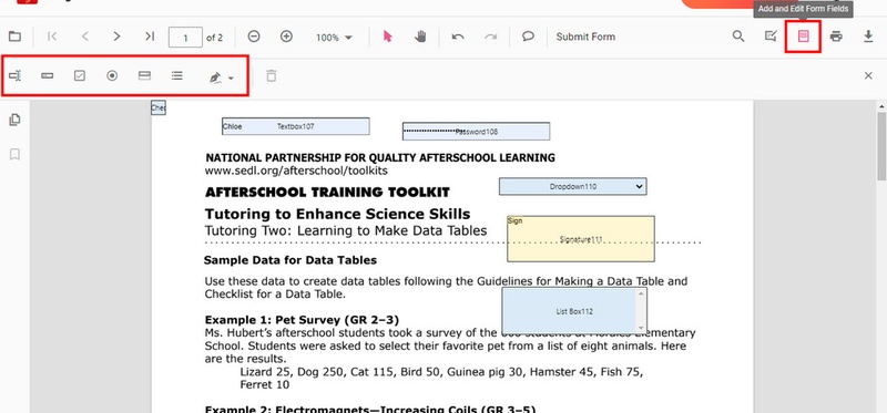 access form filling features