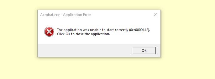 acrobat application error