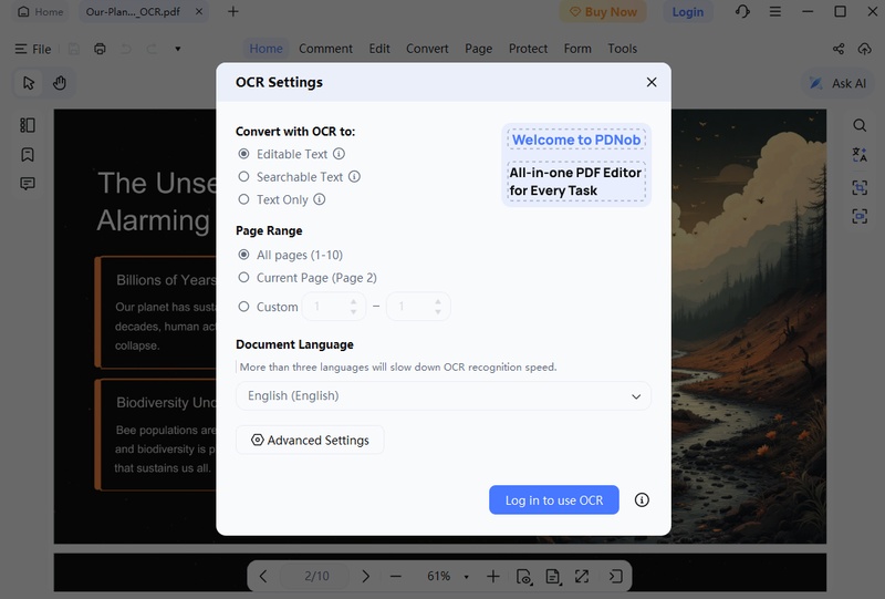 adjust the ocr settings