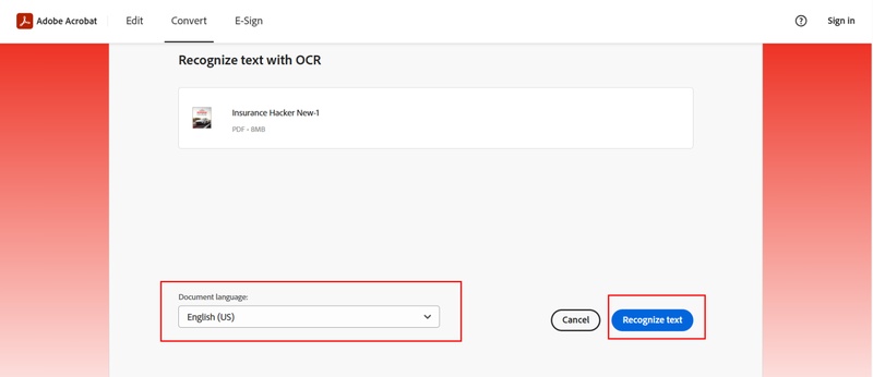 adobe acrobat can recognize text in scanned documents