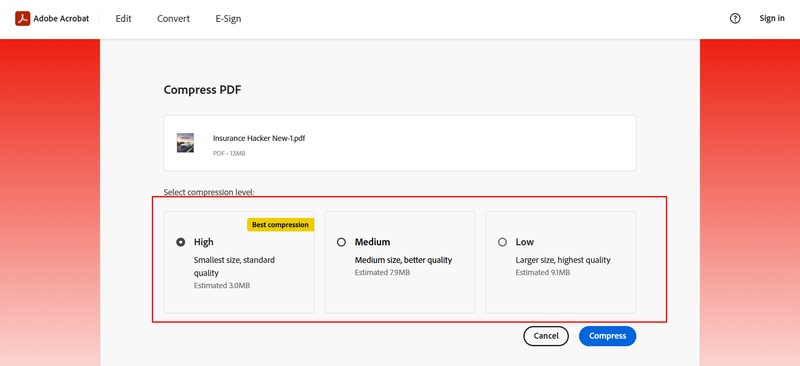 adobe acrobat online step 2