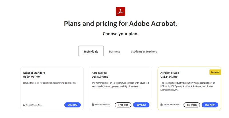 adobe acrobat price