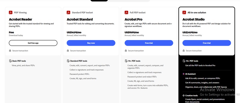 adobe acrobat pricing
