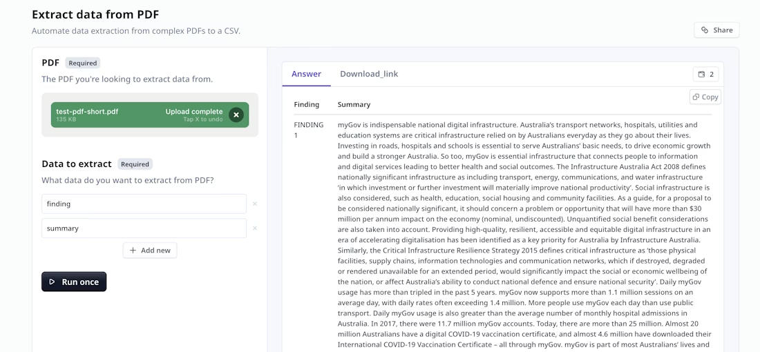 ai extract text from pdf