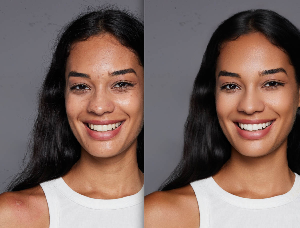 before and after of evoto portrait retouching