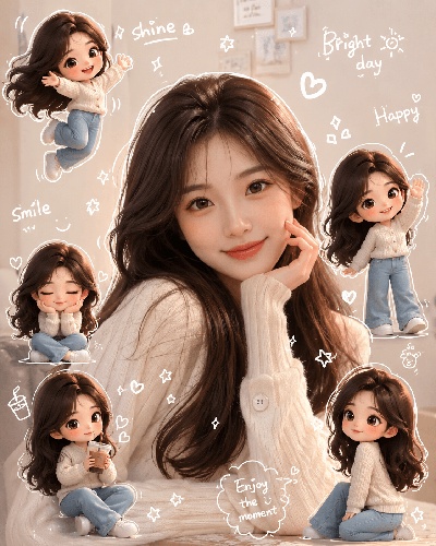 cute chibi style portrait created with ai photo editing prompt
