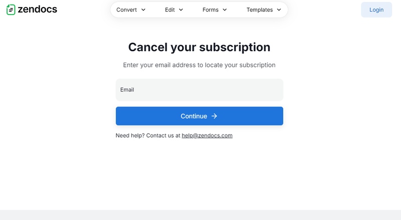 cancel zendocs subscription