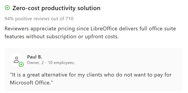 capterra users review about libreoffice pdf editor