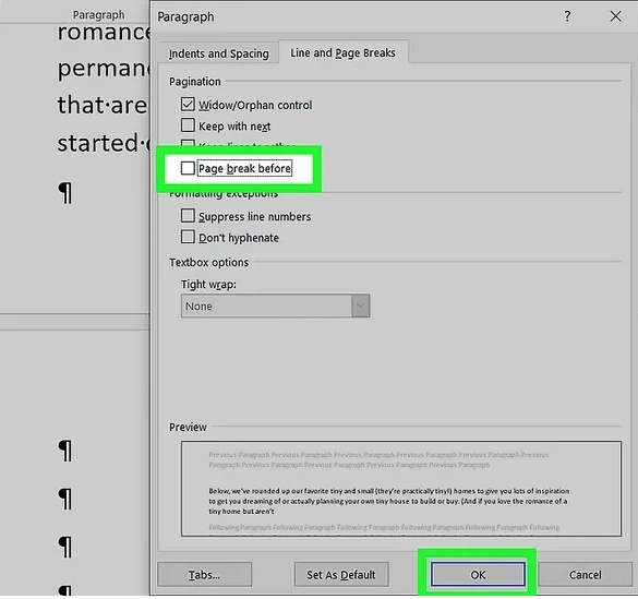 check page break setting