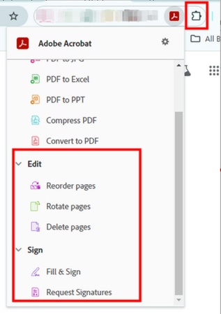 choose edit in adobe acrobat extension